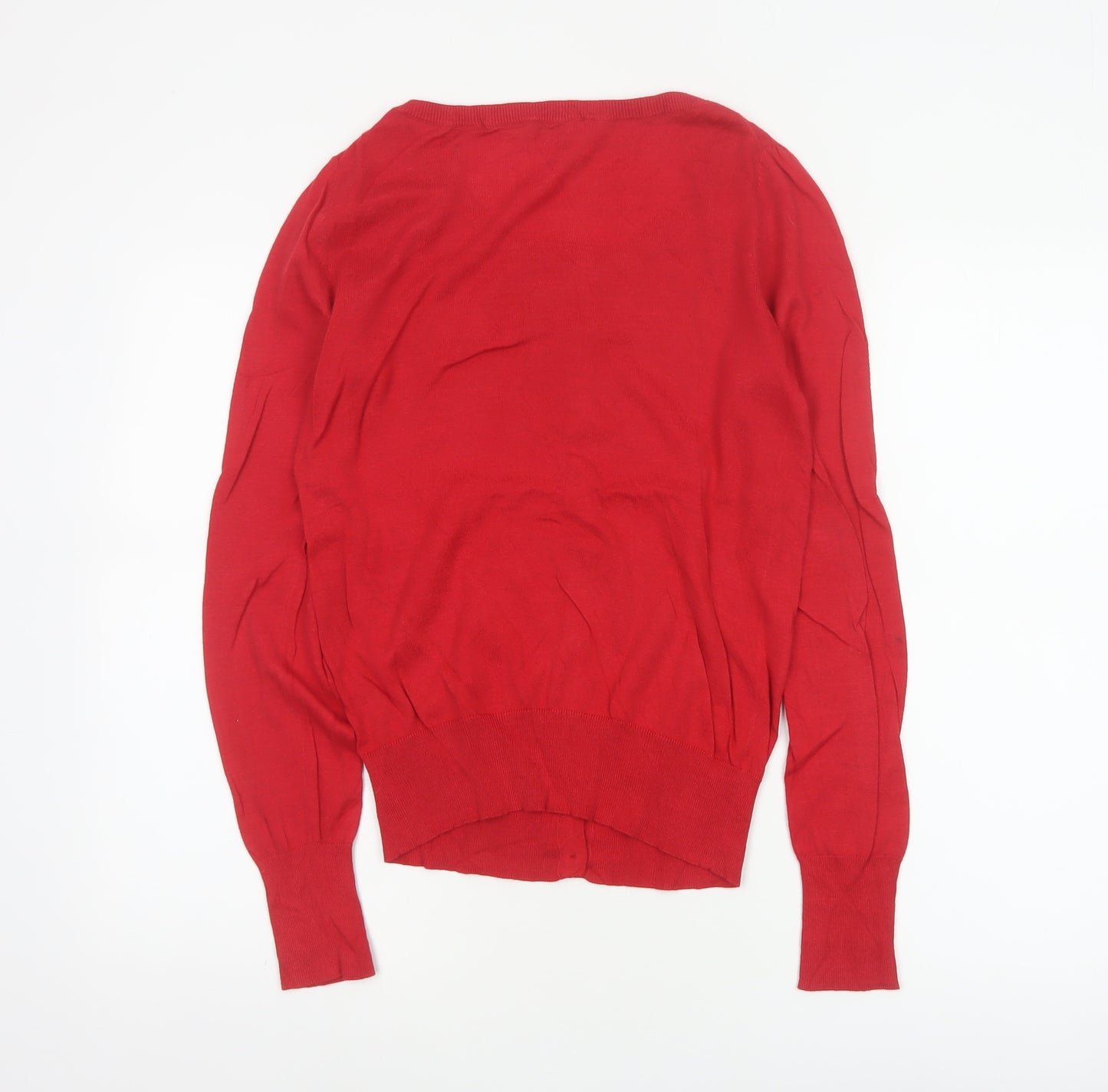 Oasis Women Red Size S Scoop Neck Button Front Knit Cardigan