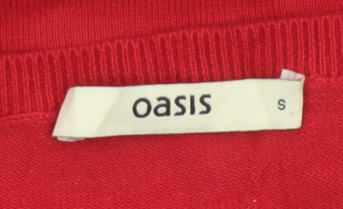 Oasis Women Red Size S Scoop Neck Button Front Knit Cardigan