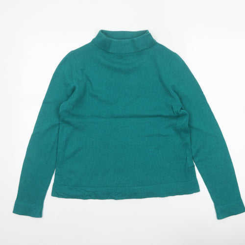 Hobbs Women Green M Merino Cashmere Roll Neck Knit Pullover Jumper