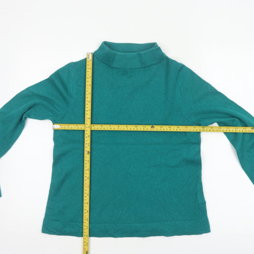 Hobbs Women Green M Merino Cashmere Roll Neck Knit Pullover Jumper