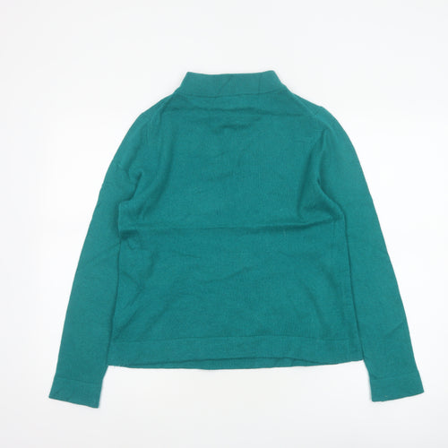 Hobbs Women Green M Merino Cashmere Roll Neck Knit Pullover Jumper
