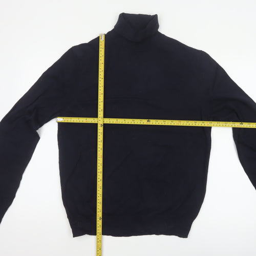 Marks and Spencer Men's Navy M Roll Neck Wool Blend Pullover Jumper