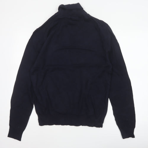 Marks and Spencer Men's Navy M Roll Neck Wool Blend Pullover Jumper