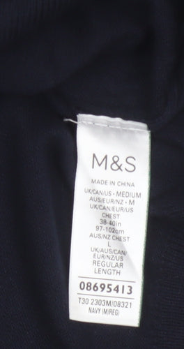 Marks and Spencer Men's Navy M Roll Neck Wool Blend Pullover Jumper