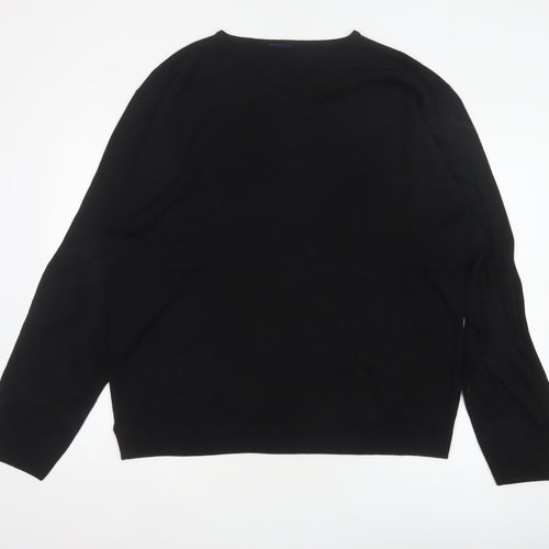 Casual Club Men’s Black XL V-Neck Acrylic Knit Pullover Jumper