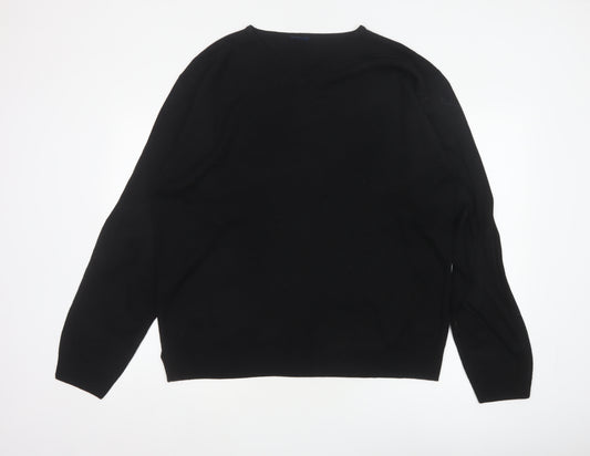Casual Club Men’s Black XL V-Neck Acrylic Knit Pullover Jumper