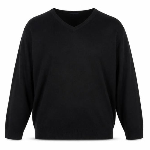 Casual Club Men’s Black XL V-Neck Acrylic Knit Pullover Jumper