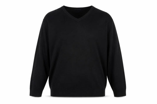 Casual Club Men’s Black XL V-Neck Acrylic Knit Pullover Jumper