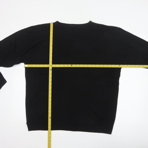 Casual Club Men’s Black XL V-Neck Acrylic Knit Pullover Jumper