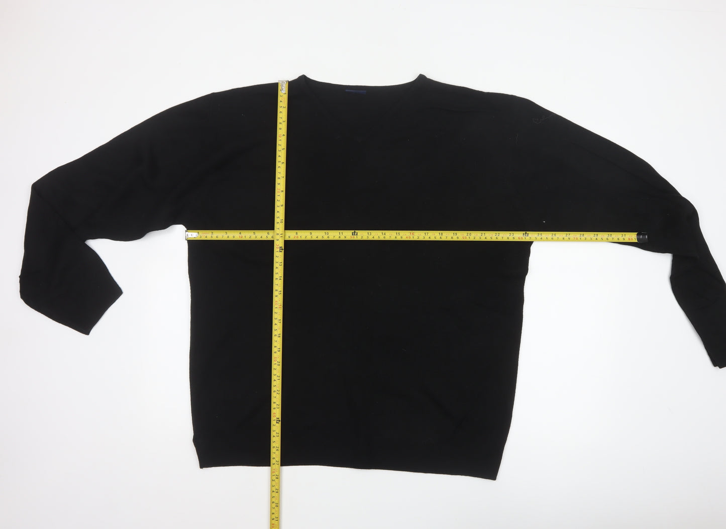 Casual Club Men’s Black XL V-Neck Acrylic Knit Pullover Jumper