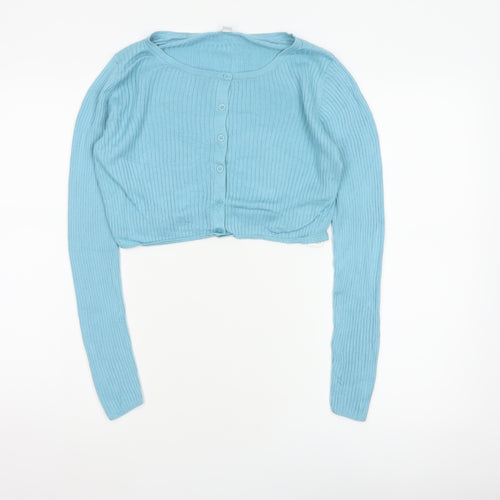 UNIQLO Women’s Blue S Ribbed Cotton Modal Button Cardigan