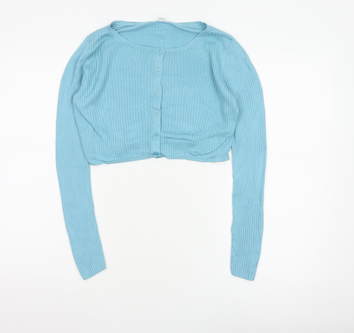 UNIQLO Women’s Blue S Ribbed Cotton Modal Button Cardigan