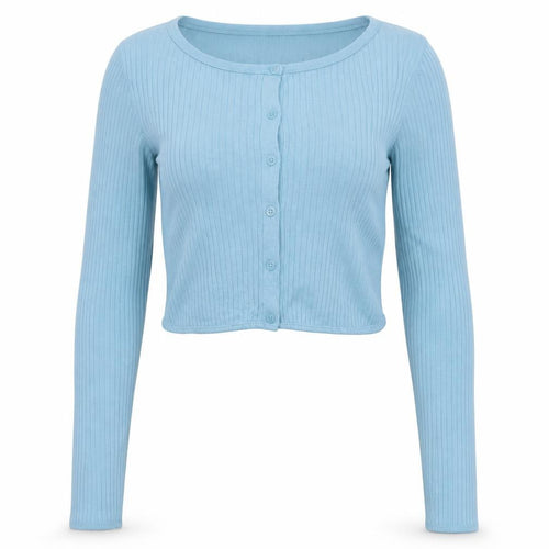 Uniqlo Women’s Blue S Ribbed Cotton Modal Button Cardigan