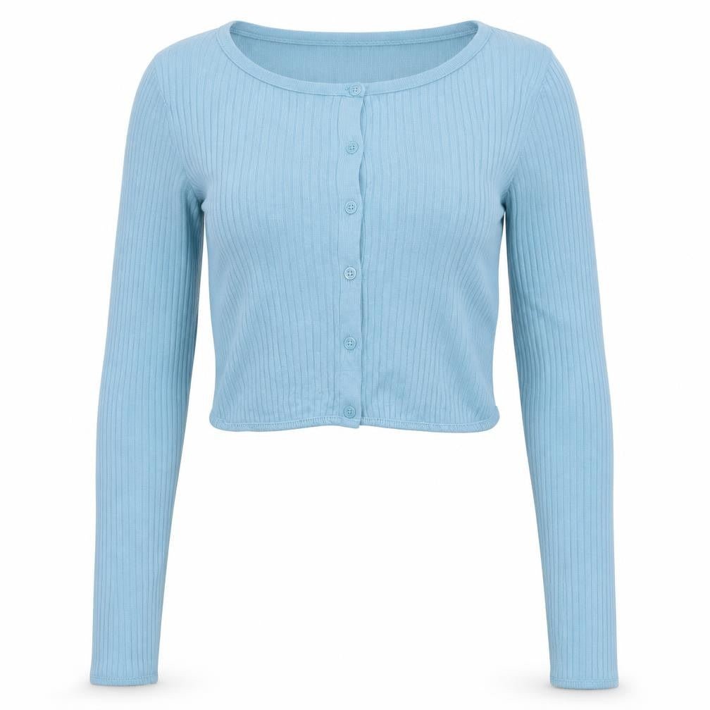 Uniqlo Women’s Blue S Ribbed Cotton Modal Button Cardigan