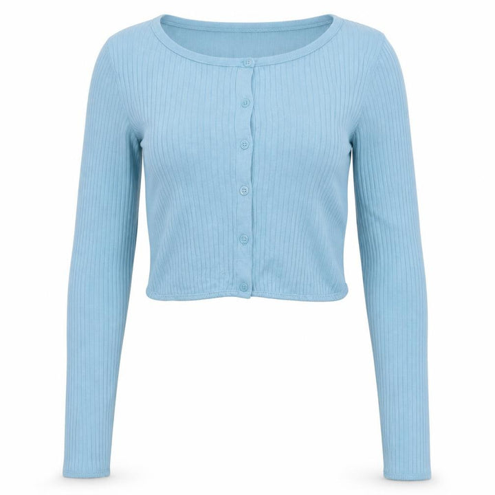 Uniqlo Women’s Blue S Ribbed Cotton Modal Button Cardigan