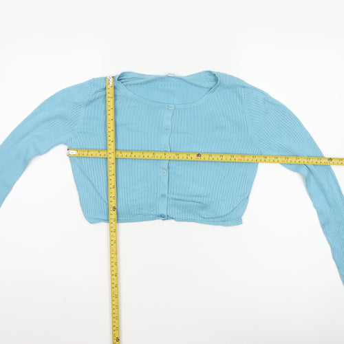 UNIQLO Women’s Blue S Ribbed Cotton Modal Button Cardigan