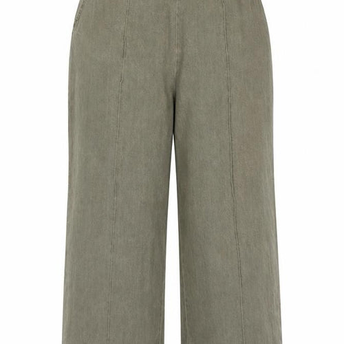 Marks & Spencer Women Green UK 22 Wide-Leg Cotton Trousers