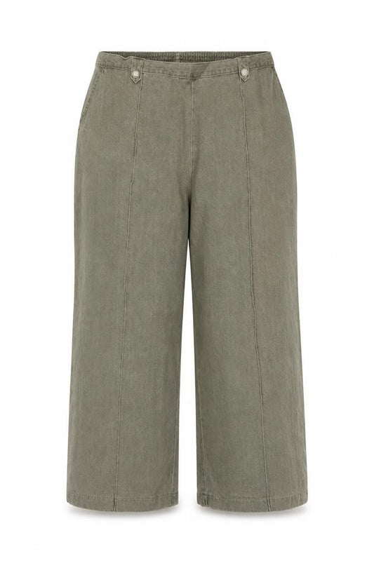 Marks & Spencer Women Green UK 22 Wide-Leg Cotton Trousers