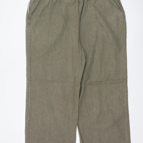 Marks & Spencer Women Green UK 22 Wide-Leg Cotton Trousers