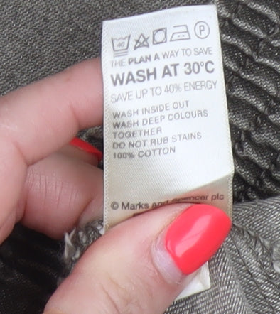 Marks & Spencer Women Green UK 22 Wide-Leg Cotton Trousers
