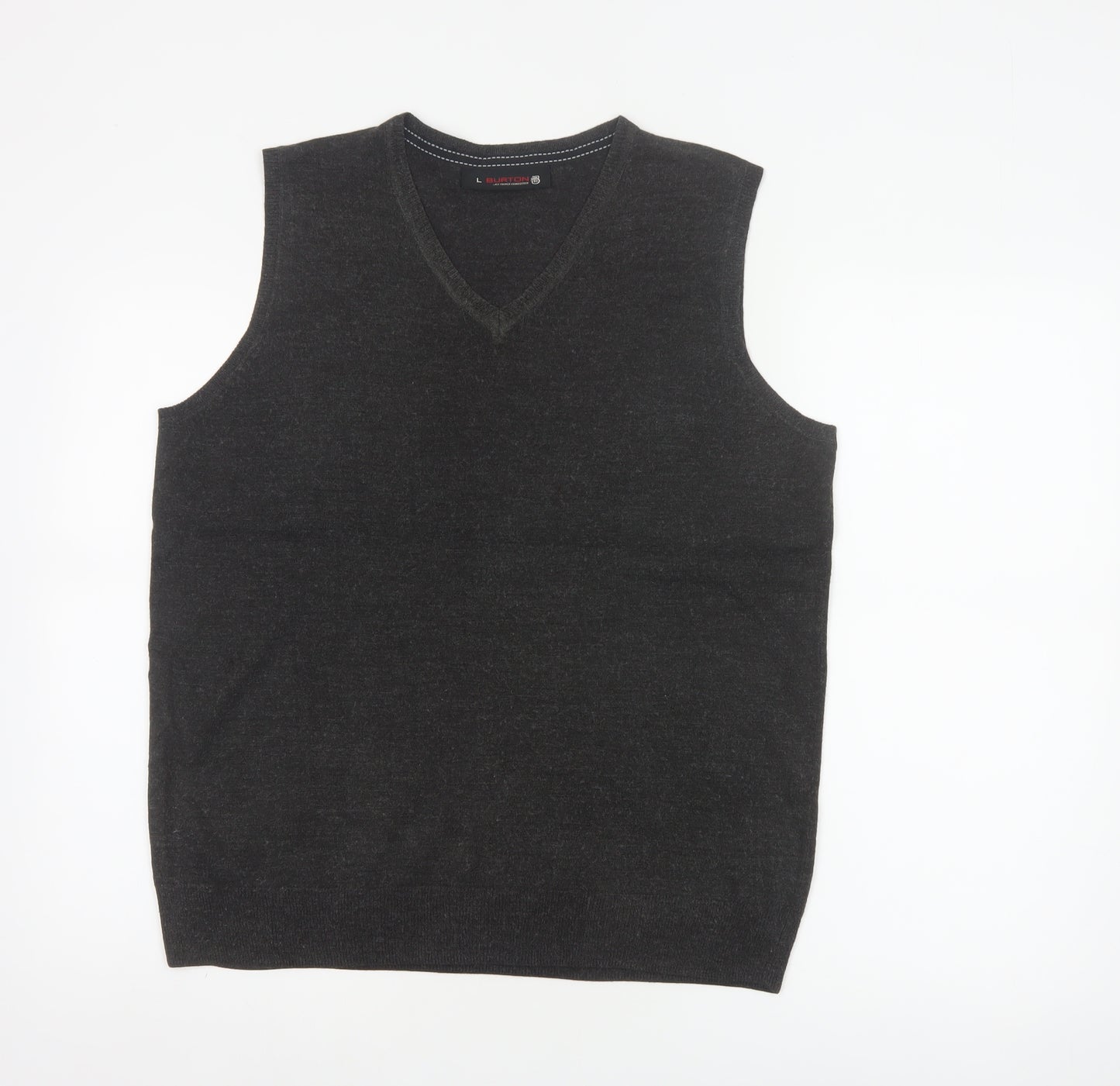 Burton Mens Black L V-Neck Knitted Sleeveless Jumper Vest