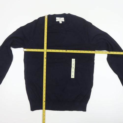 Marks and Spencer Men Blue M Regular Pure Cotton Crew Neck Jumper