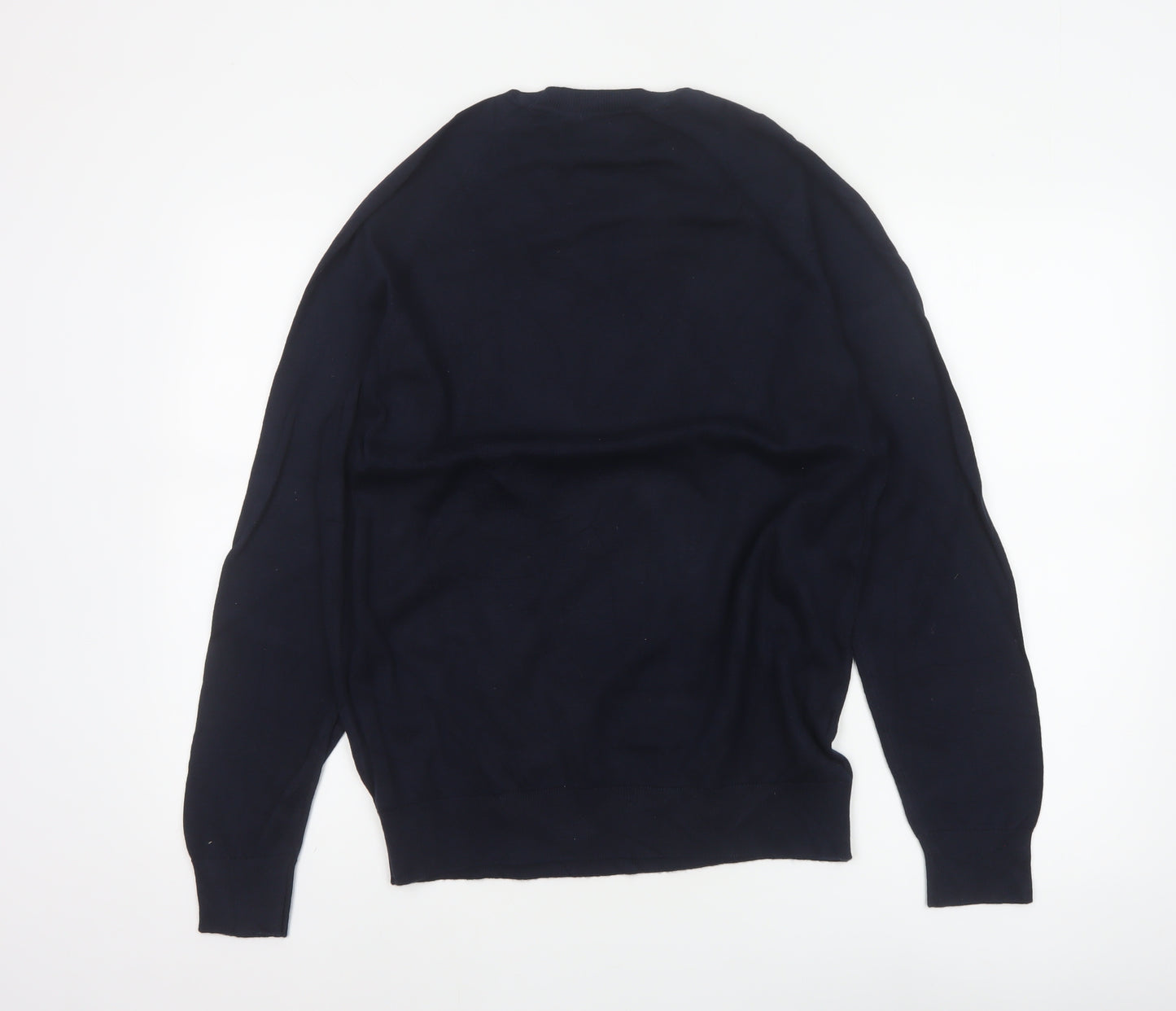 Marks and Spencer Men Blue M Regular Pure Cotton Crew Neck Jumper