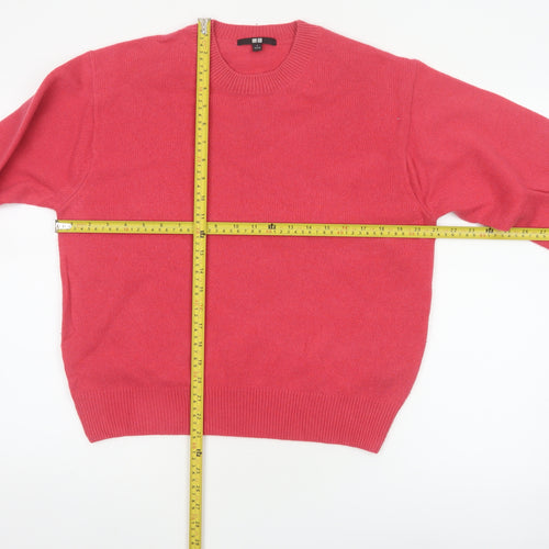 UNIQLO Women Pink S 100% Wool Crew Neck Raglan Pullover Jumper