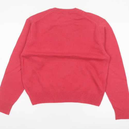 UNIQLO Women Pink S 100% Wool Crew Neck Raglan Pullover Jumper
