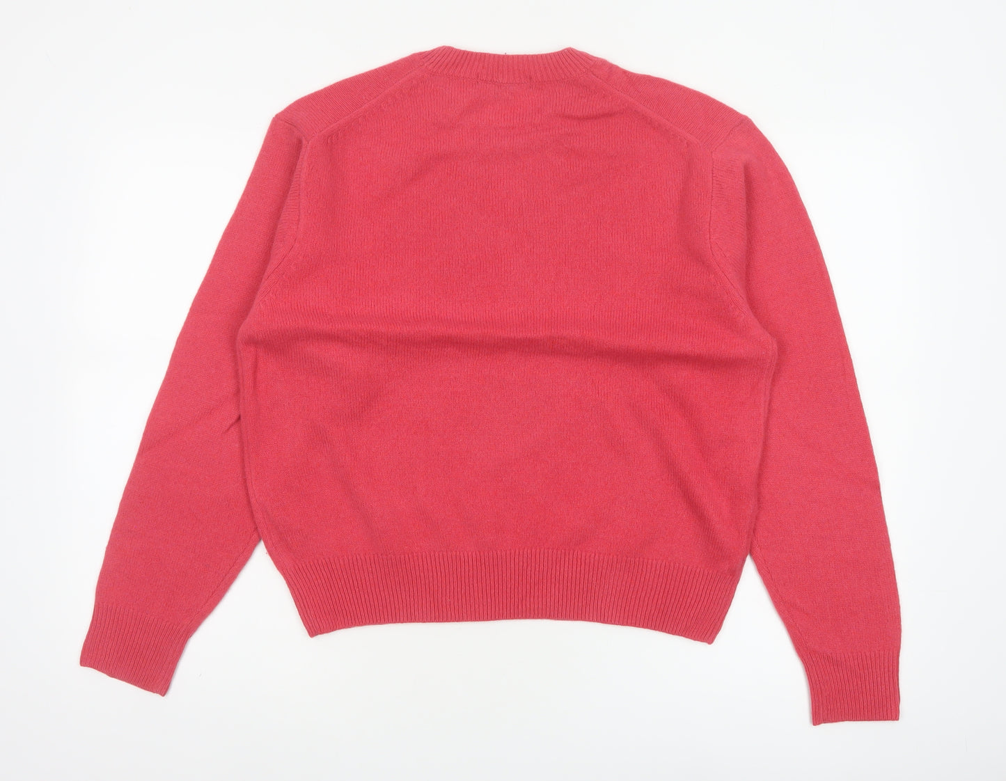 UNIQLO Women Pink S 100% Wool Crew Neck Raglan Pullover Jumper