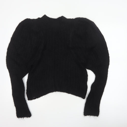 ASOS Women Black UK 8 Cable Knit Mock Neck Pullover Jumper