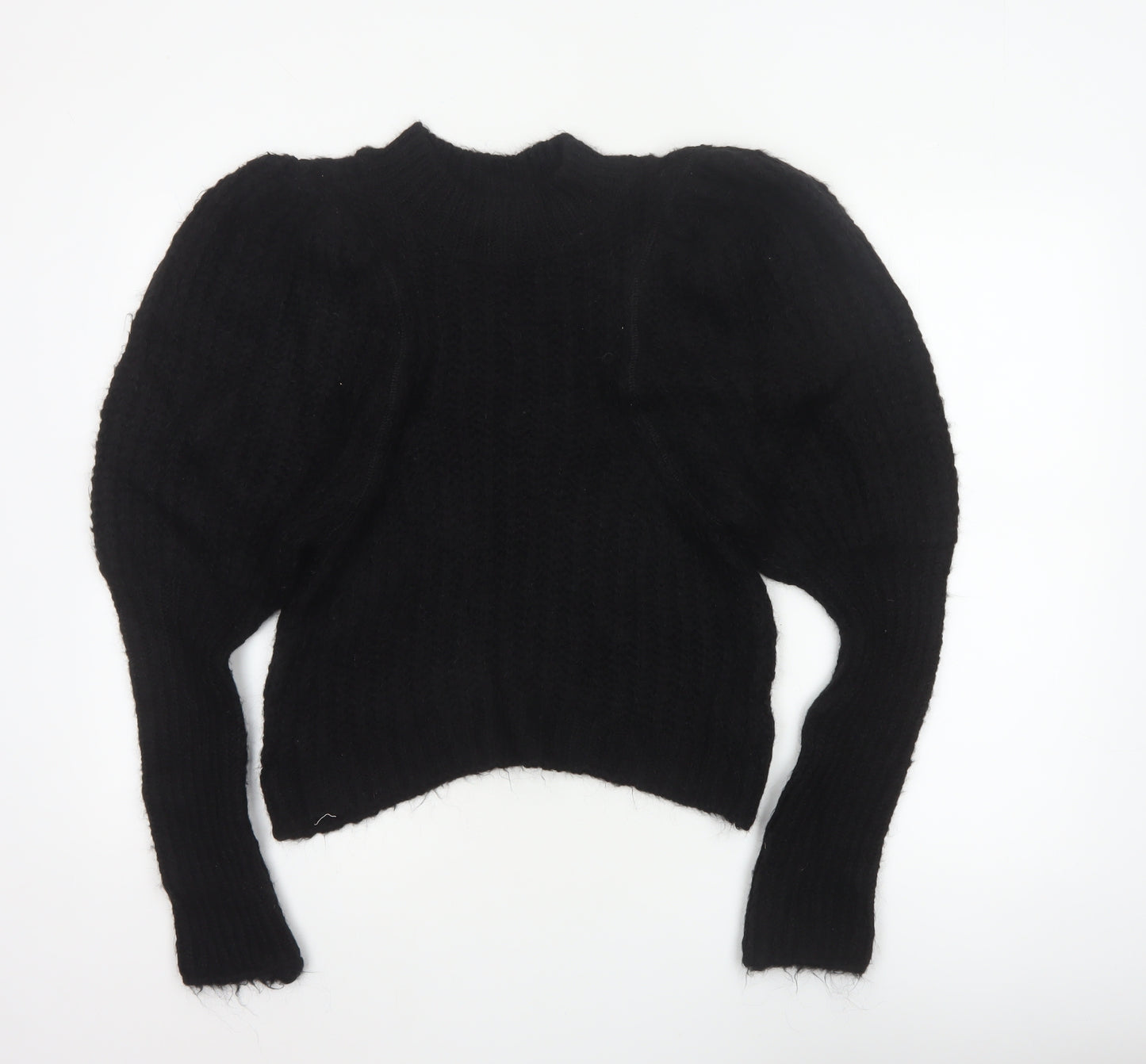 ASOS Women Black UK 8 Cable Knit Mock Neck Pullover Jumper