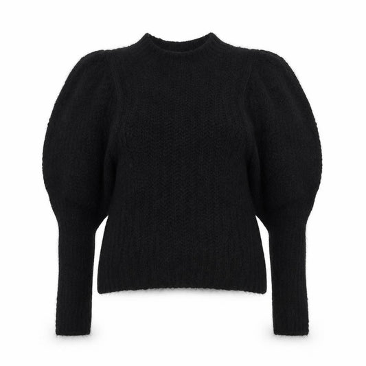 Front view of ASOS Women Black UK 8 Cable Knit Mock Neck jumper