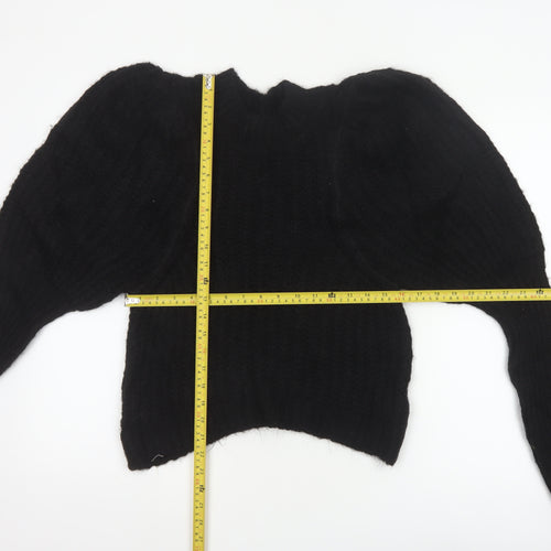ASOS Women Black UK 8 Cable Knit Mock Neck Pullover Jumper