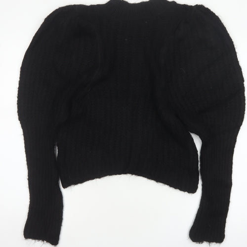 ASOS Women Black UK 8 Cable Knit Mock Neck Pullover Jumper