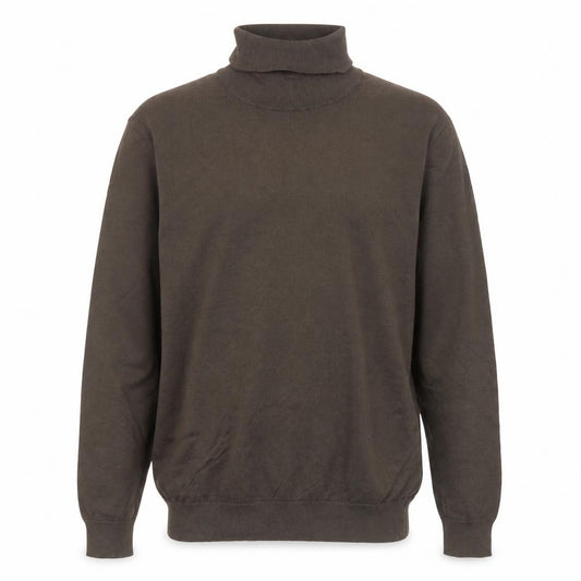 Marks & Spencer Men Brown L Roll Neck Cotton Blend Knit Jumper