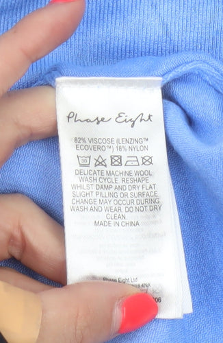 Phase Eight Women’s Blue XS Viscose Knit Crew Neck Pullover Jumper