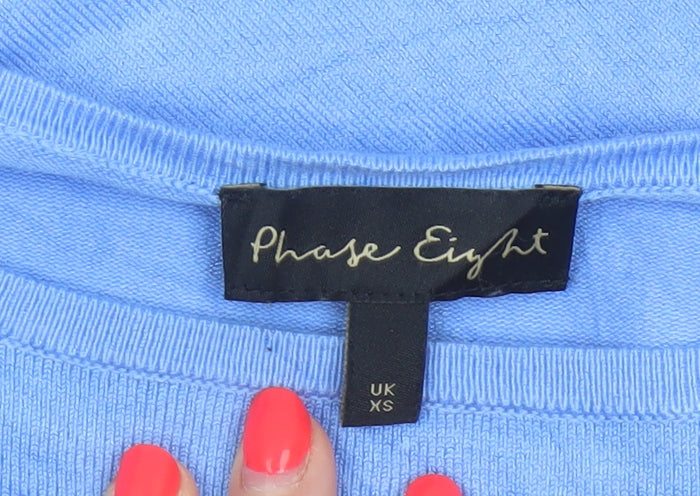 Phase Eight Women’s Blue XS Viscose Knit Crew Neck Pullover Jumper
