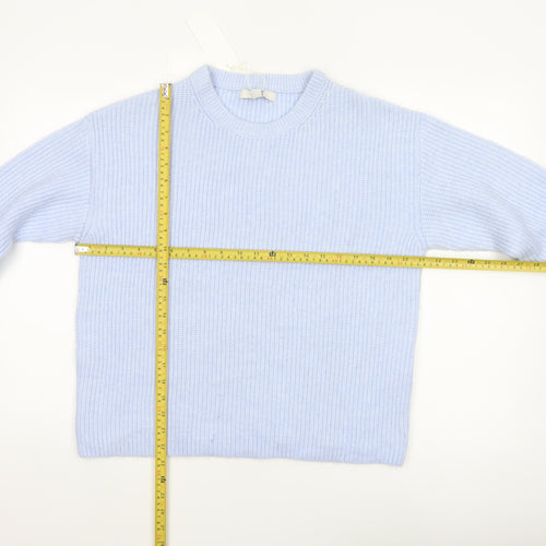 Marks and Spencer Women Blue UK 12 Rib Knit Crew Neck Pullover Jumper