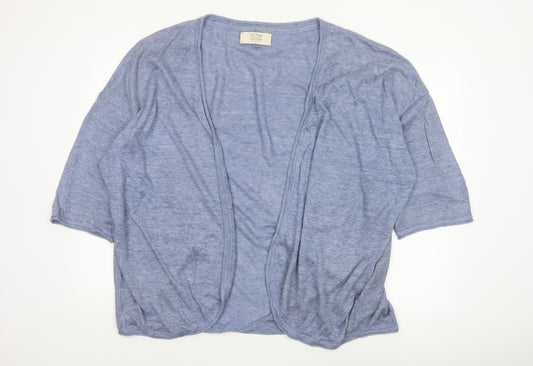 Fat Face Women’s Blue Size 20 Linen Open 3/4 Sleeve Cardigan