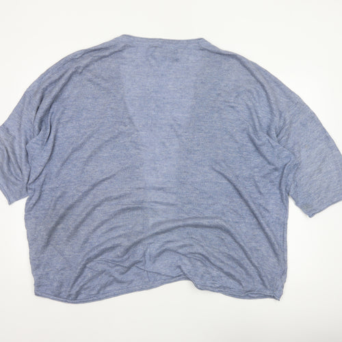 Fat Face Women’s Blue Size 20 Linen Open 3/4 Sleeve Cardigan