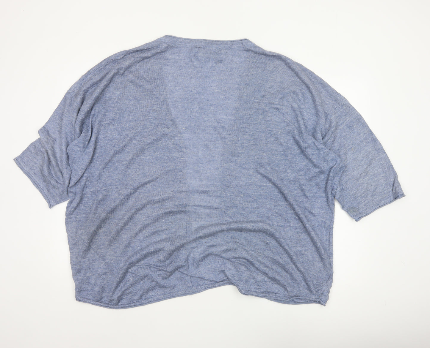 Fat Face Women’s Blue Size 20 Linen Open 3/4 Sleeve Cardigan