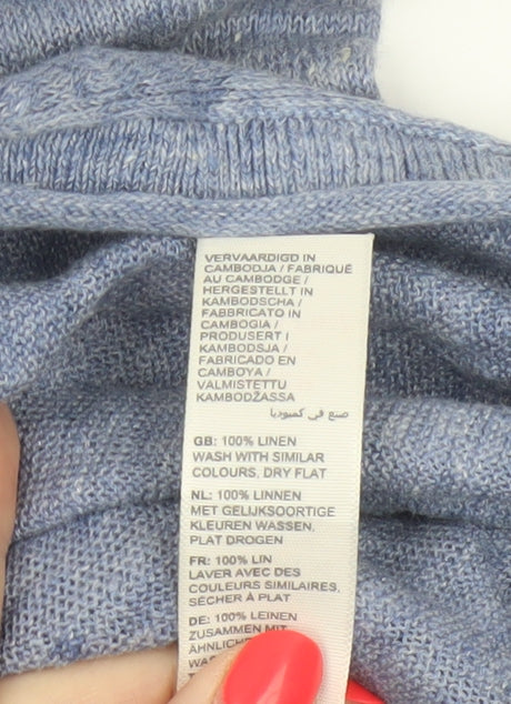 Fat Face Women’s Blue Size 20 Linen Open 3/4 Sleeve Cardigan