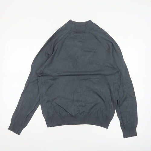 Zara Women Grey S Mock Neck Fine Knit Raglan Sleeve Pullover Jumper