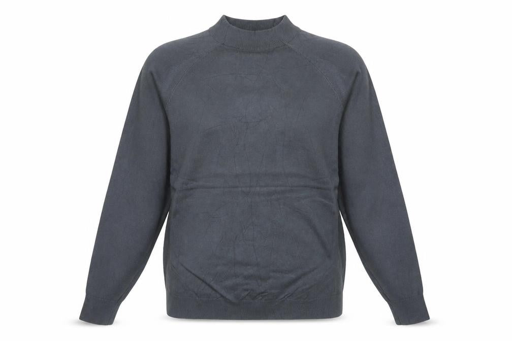 Front view of Zara Women Grey S Mock Neck Fine Knit Raglan Sleeve jumper