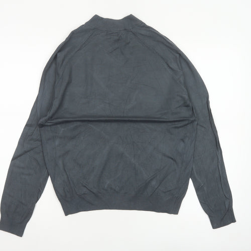 Zara Women Grey S Mock Neck Fine Knit Raglan Sleeve Pullover Jumper