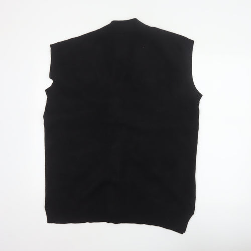 Mint Women Black XL Sleeveless V-Neck Knit Jewel Button Cardigan Vest