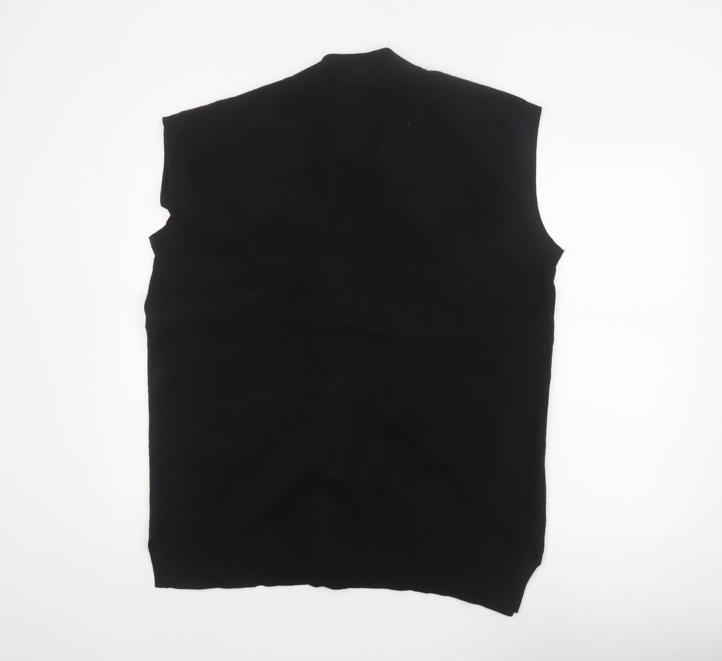 Mint Women Black XL Sleeveless V-Neck Knit Jewel Button Cardigan Vest