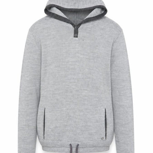 Rover Island Men's Grey S Hooded Henley Jumper Acrylic Knit Pockets