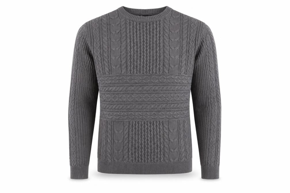 ASOS Design Men's Grey M Cable-Knit Crew Neck Pullover Jumper